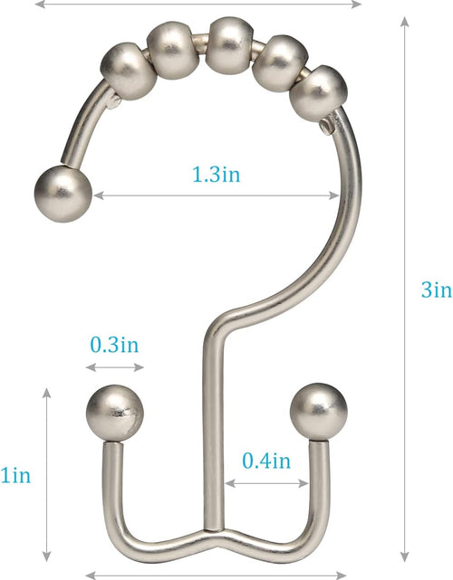 Load image into Gallery viewer, Shower Curtain Hooks, 12Pcs Shower Curtain Rings, Stainless Steel Roller Gliding Shower Hooks for Shower Curtain, Rustproof Shower Rings for Curtain, Shower Curtain, Shower Rod, Matte Nickel
