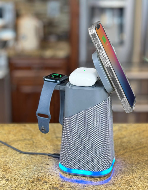 Load image into Gallery viewer, Ihome IBT70 Triple Wireless Charging Stand with Bluetooth Speaker
