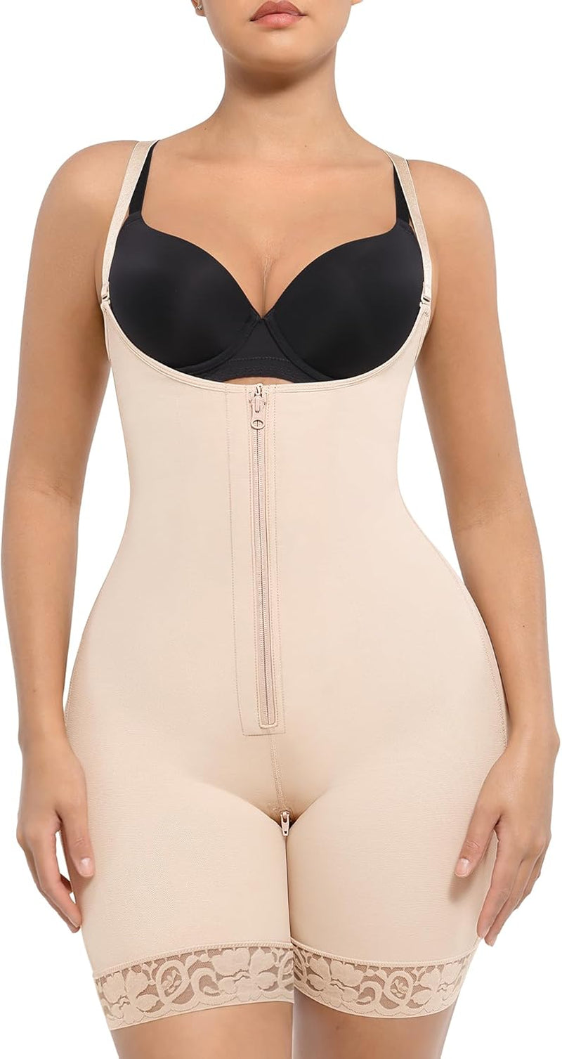 Shapewear for Women Tummy Control Fajas Colombianas Body Shaper for Women Zipper Open Bust Bodysuit Waist Trainer