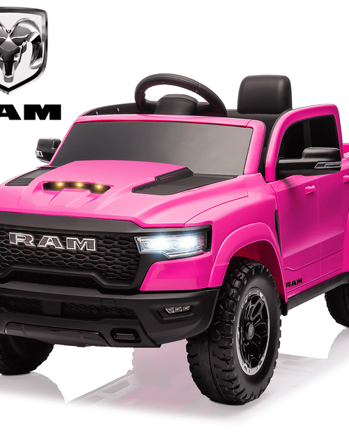 Load image into Gallery viewer, Dodge RAM Ride on Car, 12V Powered Ride on Toy with Remote Control, 4 Wheel Suspension, 5 Point Safety Belt, MP3 Player, Bluetooth, LED Lights, Electric Cars for 3-8 Years Boys Girls
