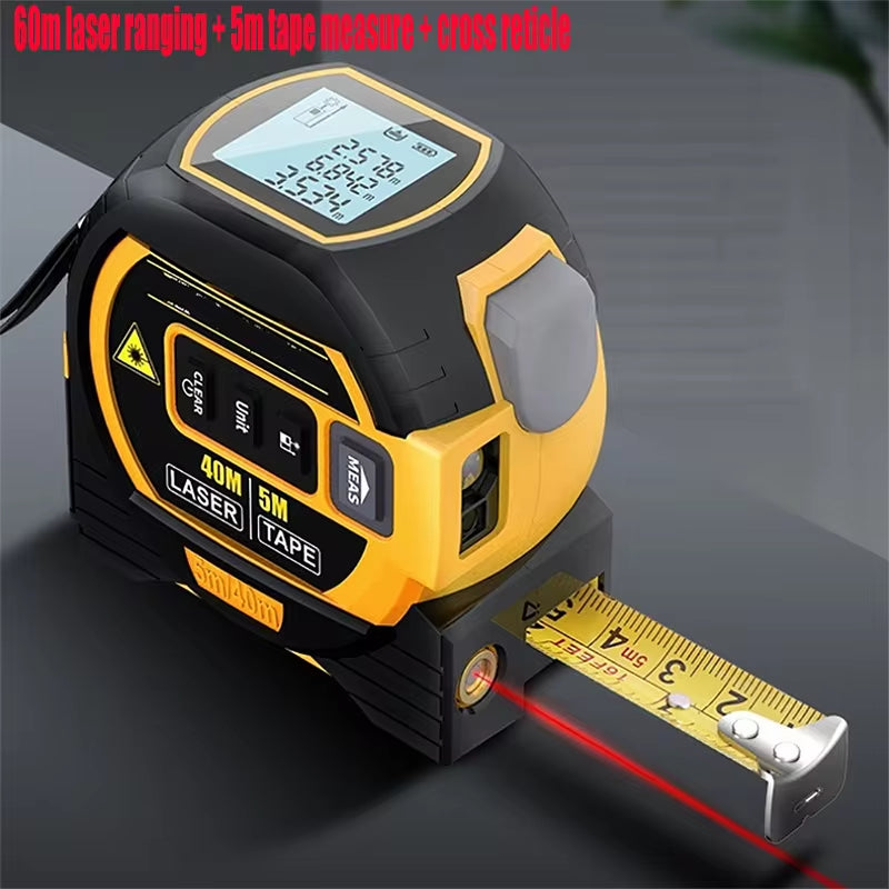 3 in 1 Laser Tape Measure Laser Distance Measuring Rangefinder Infrared High-Precision Digital Electronic Ruler Measuring Level